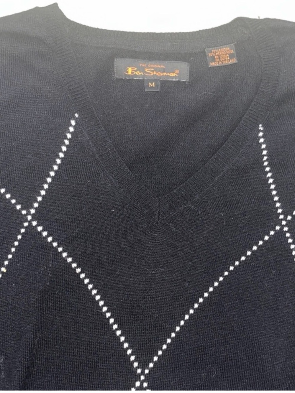 ππ΄ Ben Sherman Black Argyle Sweater - Picture 2 of 10
